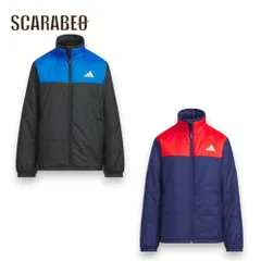 アディダス ESS パデットジャケット ジュニア 中綿ジャケット VD376 保温 ルーズフィット リフレクター キッズ 男の子 女の子 スポーツウェア トレーニングウェア ブラック ネイビー 秋冬 アウター (KA1339) / ダークブルー×レッド 150