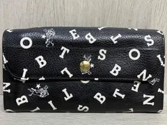 IL BISONTE イタリア製 本革 レザー ロング ウォレット イルビゾンテ 長財布 総柄 ブラック コインケース カードケース 付き