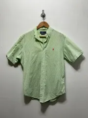 M / 95 ポロ ラルフローレン シャツ 半袖 シャツ シアサッカー グリーン