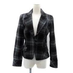 ザラ ZARA trf テーラードジャケット シングル ショート丈 チェック柄 M マルチカラー 黒 ブラック /HO3