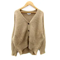 ナチュラルビューティーベーシック NATURAL BEAUTY BASIC ニットカーディガン ミドル丈 Vネック M ベージュ /SY39