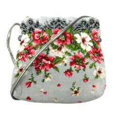 フェイラー FEILER ショルダーバッグ 花柄 パイル地 グレー 0116