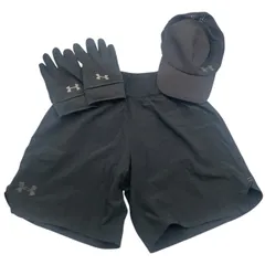 ◼︎アンダーアーマー 3点セット ショートパンツ 手袋 キャップ 黒 ランニング スポーツ