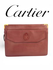 カルティエ Cartier マストラインレザークラッチバッグボルドー バッグ セカンドバッグ