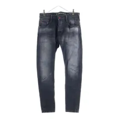 DENHAM (デンハム) Damaged Skin Slim Fit Pants 01-22-01-11-032 ダメージ加工 スキン スリムフィット デニムパンツ ブラック
