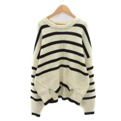 フリークスストア FREAKS STORE ニット セーター 長袖 ボーダー柄 F アイボリー 黒 ブラック /YK23