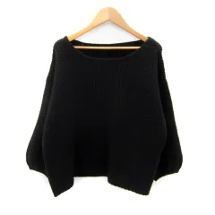 シップス SHIPS ニット セーター 長袖 ラウンドネック 無地 黒 ブラック /SY25