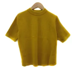 ザラ ZARA ニット セーター 半袖 クルーネック 無地 S マスタードイエロー /YS15