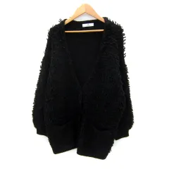 アーバンリサーチ サニーレーベル URBAN RESEARCH Sonny Label ニットカーディガン ミドル丈 Vネック 無地 F 黒 ブラック /SY46