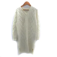 ロペピクニック ROPE Picnic ニットワンピース ひざ丈 長袖 Vネック ケーブル編み 38 M アイボリー /SM26