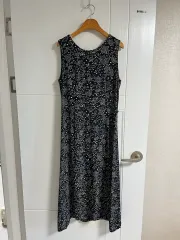 (日本 ヴィンテージ)ノースリーブ ONE PIECE 花 ノースリーブ ロング レーヨン100