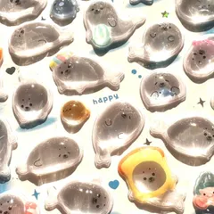 【アザラシ】nekoninシリーズ ぷくぷくシール ボンボンドロップシール うるちゅるシール おはじきシール おしりシール 肉球シール キラキラ 宝石  立体シール 3Dシール