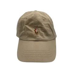 ◼︎ポロラルフローレン キャップ ベージュ ポニー刺繍 レザーベルト コットン ユニセックス