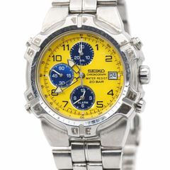 ⭐ SEIKO セイコー 7T32-6K50 クロノグラフ アラーム イエロー文字盤 クォーツ 20BAR デイト付 ビンテージ 時計