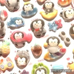 【ペンギン】nekoninシリーズ ぷくぷくシール ボンボンドロップシール うるちゅるシール おはじきシール おしりシール 肉球シール キラキラ 宝石  立体シール 3Dシール