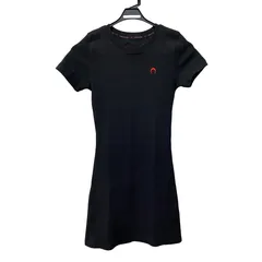 マリーンセル　MARINE SERRE　ファインリブ 　Tシャツワンピース　ムーンプリント　BOXロゴ　ブラック　コットン　レディース　XSサイズ