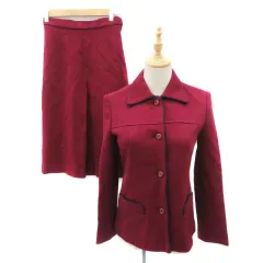 ロナクト LONACT フォーマル セットアップ 上下 ステンカラージャケット ミドル丈 総裏地 シングルボタン フレアスカート ミモレ丈 9 ボルドー /YK50