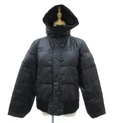 アースミュージック&エコロジー EARTH MUSIC & ECOLOGY ダウンジャケット ミドル丈 スタンドカラー フード付き 2way ウール混 1 黒 ブラック /YS5