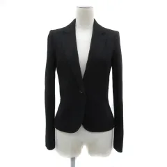 23区 オンワード樫山 テーラードジャケット ミドル丈 シングルボタン 総裏地 ウール アンゴラ混 38 M 黒 ブラック /YS15