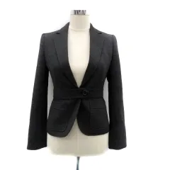 23区 オンワード樫山 テーラードジャケット シングル ミドル丈 総裏地 38 M チャコールグレー /HO33