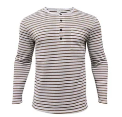 Tシャツ 長袖 メンズ カットソー ボーダー 夏 トップス ヘンリーネック ティーシャツ 吸汗速乾 きれいめ カジュアル ファッション