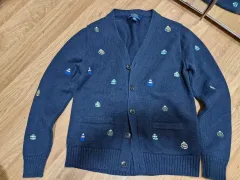 ポロ ラルフローレン キッズ エンブレム ネイビー 男の子 カーディガン m 10-12