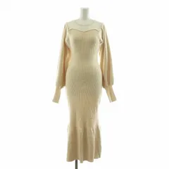 ラグナムーン LagunaMoon ヨークレースマーメイドニットワンピース ロング 長袖 S アイボリー 032210302601 /NQ