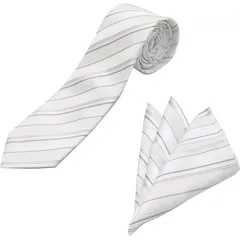 [ロイヤルコード] 結婚式 ネクタイ＆チーフ セット 洗える 白 シルバー グレー 礼服 フォーマル メンズ パーティー 2次会 2点セット ([6] Jカラー)