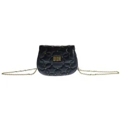 Christian Dior (クリスチャンディオール) スターキルティング ショルダーバッグ チェーンバッグ ミニバッグ ショルダーポシェット ネイビー ゴールド金具 レザー