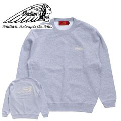 Indian Motocycle インディアン スウェット トレーナー メンズ レディース 背面刺繍 Basic sweat embroidery ロゴ刺繍 ブランド シンプル IC-2657 7986583 (グレー)
