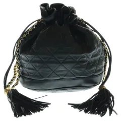 CHANEL (シャネル) マトラッセ ココマーク ラムスキン レザー タッセル フリンジ チェーンショルダーバッグ ゴールド金具 ブラック 1番台