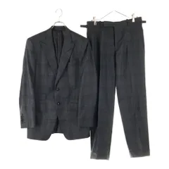 TOM FORD (トムフォード) セットアップスーツ チェック総柄 シルク ウール 2B ピークドラペル テーラードジャケット ノータック スラックスパンツ グレー 316R11 21YL4Cのサムネイル