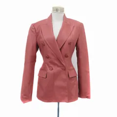 ザラ ZARA テーラードジャケット フェイクレザージャケット 総裏地 ダブルボタン ミドル丈 S ピンク /HO38