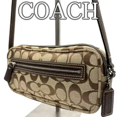 コーチ COACH ショルダーバッグ キャンバス シグネチャー ブラウン ワンショルダー スリム 横長 ミニバッグ 肩掛け 斜め掛け 2000s オールド カジュアル Y2K