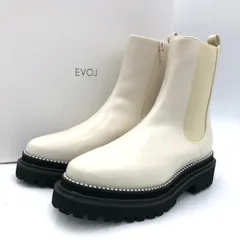 【新品未使用】EVOL サイドゴアブーツ 24.5cm アイボリー 厚底 パール ビジュー