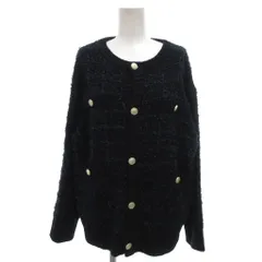 ロペピクニック ROPE Picnic 22AW リボンヤーンニットツイードカーディガン 38 ノーカラー 長袖 紺 ネイビー GDK-52070-B /NU