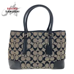 COACH コーチ シグネチャー ブラック グレー シルバー金具 キャンバス/レザー F2J-6089 トートバッグ ハンドバッグ レディース 503987【中古】