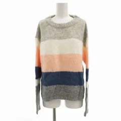 ナチュラルビューティーベーシック NATURAL BEAUTY BASIC 美品 マルチボーダーニット セーター ローゲージ M グレー系 /UO ■GY99