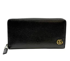 GUCCI グッチ 428736 GGマーモント ラウンドファスナー長財布 レザー メンズ ブラック
