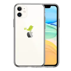 iPhone11 ケース クリア 鳥 グリーン スマホケース 側面ソフト 背面ハード ハイブリッド
