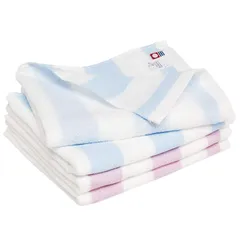 【在庫処分】4枚セット グルービー ボーダー フェイスタオル キッチンタオル ガーゼタオル 速乾 認定 部屋干し 日本製 今治タオル 綿100％ ブルーム (ブルー・ピンク)