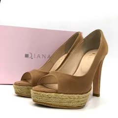 ダイアナ オープントゥ パンプス サンダル 23.5 キャメル エスパドリーユ