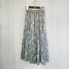 c3 フラワー ティアード ロング スカート バンディング フリーサイズ