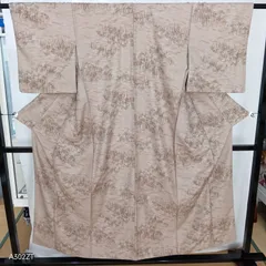 中古　化繊　小紋　ベージュ　身丈152㎝　R8U-O-18