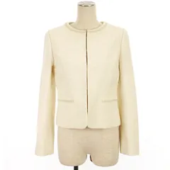 エニィファム anyFam ツイード ノーカラー ジャケット ホワイト 2