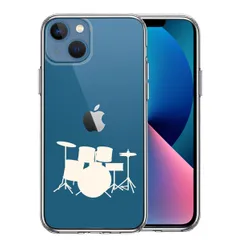 iPhone13mini ケース クリアドラム ホワイト スマホケース 側面ソフト 背面ハード ハイブリッド