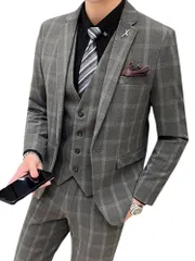 [WINROMTICO] スーツ メンズ スリーピース 3点セット 1つボタン ジャケット スラックス ベスト チェック柄 スリム シワになりにくい ビジネス 入学式 卒業式 結婚式 就職 フォーマル オールシーズン`