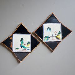 古伊万里 八角絵皿 [山水風景図] 染付 年代物 大皿 角皿 平皿 取り皿