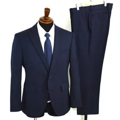 美品 ユニバーサルランゲージ 2つボタン シングルスーツ M AB5 ダークネイビー ノータック 袖口4つ釦 開き見せ 21NS-CO-I 合物 春秋 6XA040 【送料無料】【中古】【メンズビジネス】202601