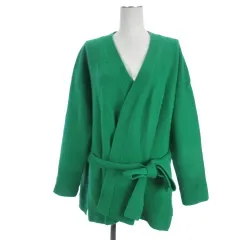 ミラオーウェン Mila Owen ウエストリボン ウール ニット カーディガン ボタンレス 1 グリーン